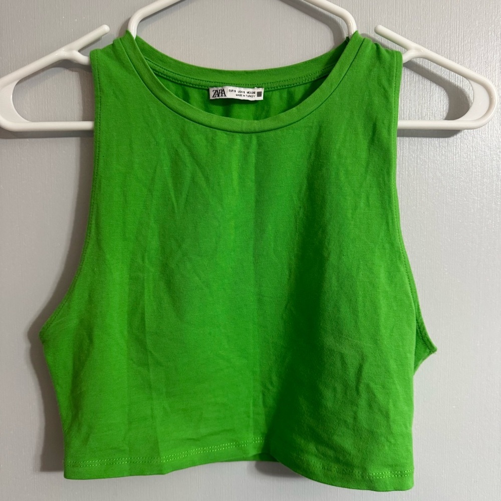 Zara Bright Green Cropped Tank Top